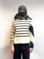 MIXED KNIT STRIPED FITTED SWEATER